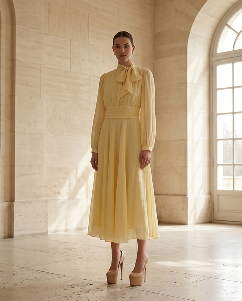 Robe vaporeuse légère jaune clair