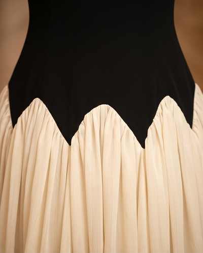 Robe bicolore noir et beige