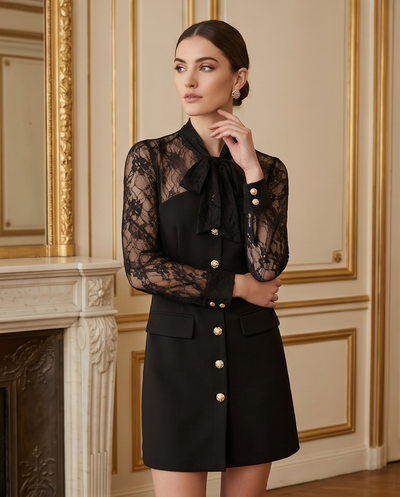 Robe bi-matière dentelle