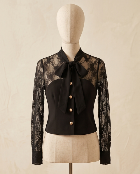 Top bi-matière noir