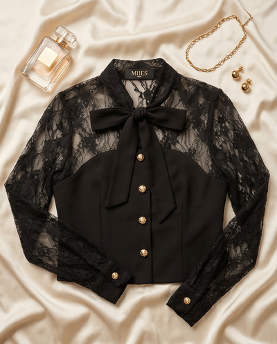 Top bi-matière noir