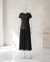 Robe plissée bi-matière sequin