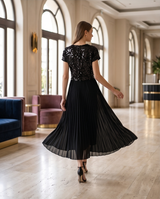 Robe plissée bi-matière sequin