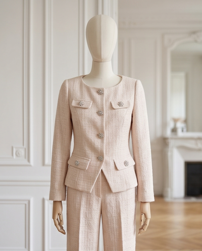Veste en tweed beige