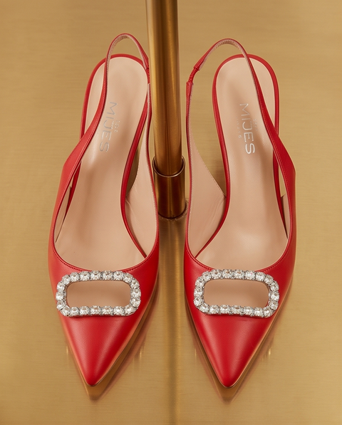 Escarpins rouge à brides