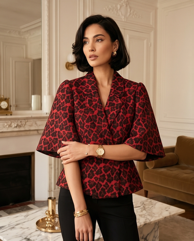 Veste imprimer animal rouge et noir