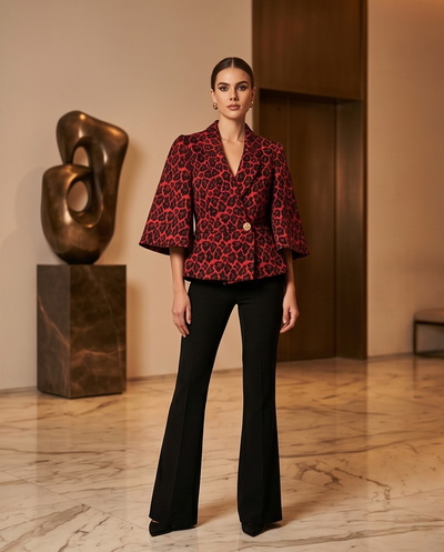 Veste imprimer animal rouge et noir