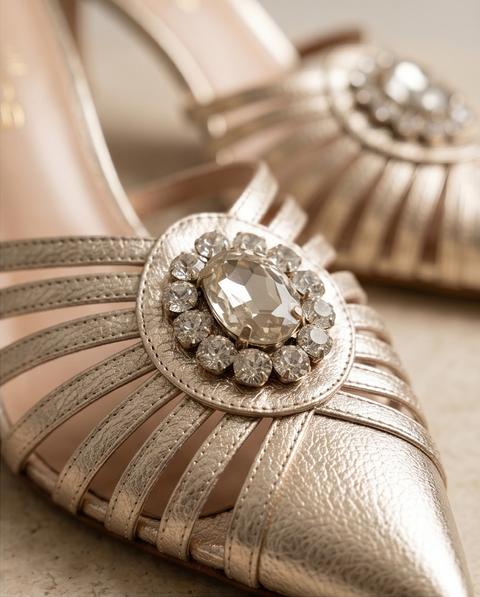 Sandales champagne bijoux