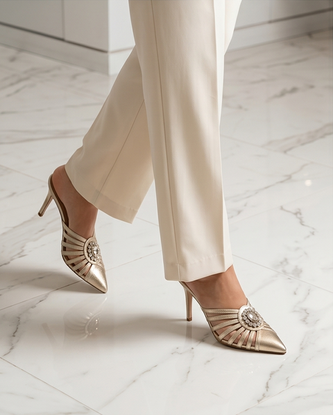 Sandales champagne bijoux