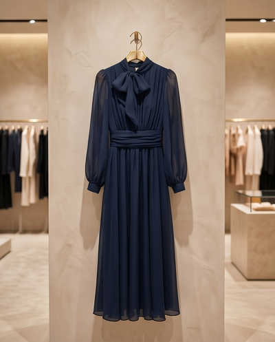 Robe vaporeuse légère bleu nuit