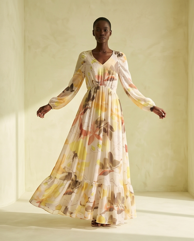 Robe longue en mousseline floral