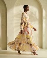 Robe longue en mousseline floral