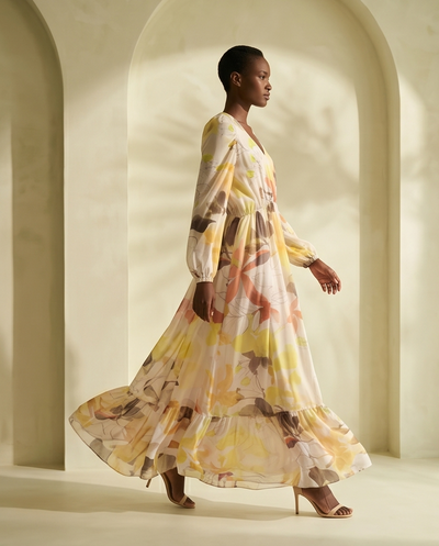 Robe longue en mousseline floral