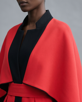 Two-tone cape dress, coat style