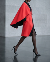 Two-tone cape dress, coat style