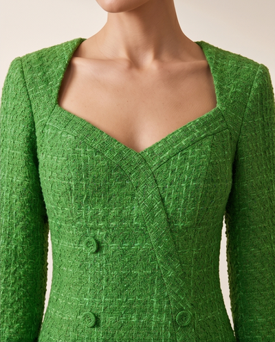 Robe verte en tweed