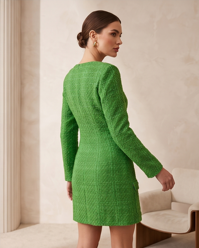 Robe verte en tweed