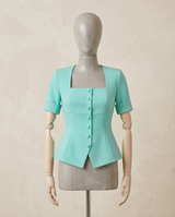 Blouse vert d’eau col carré