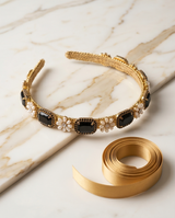 Couronne perles noir et blanche