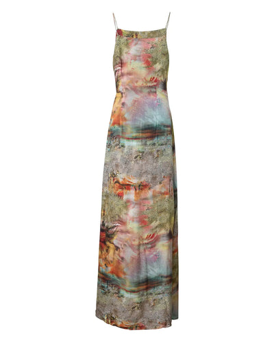 Robe longue en soie à deux fentes