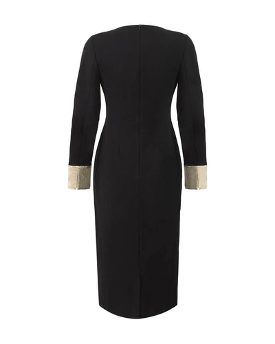 Robe fourreau noire et dorée