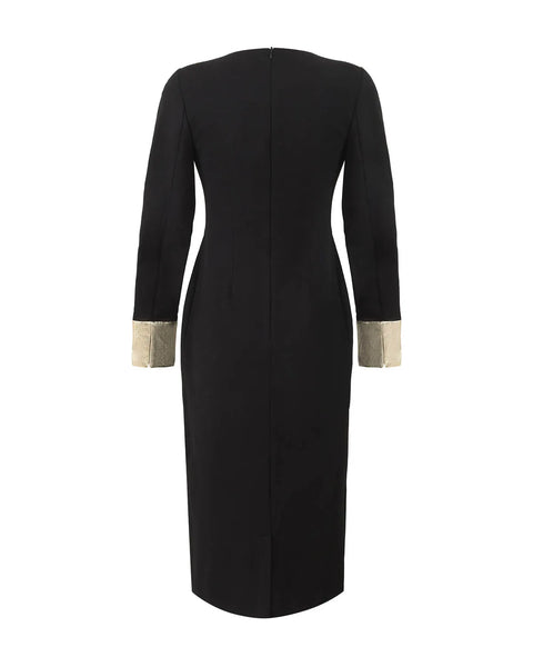 Robe fourreau noire et dorée
