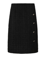 Jupe droite en tweed noir longueur genoux