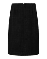 Jupe droite en tweed noir longueur genoux