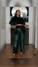 Crop-top en velours de soie