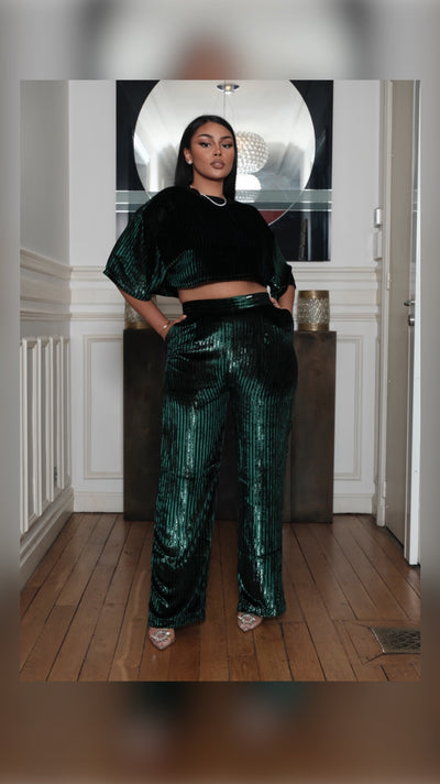 Crop-top en velours de soie